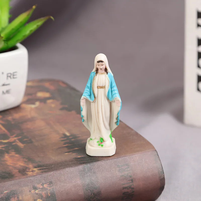 Small Catholic Mary Statue Madonna Handmade Virgin Mary Statue Jesus Desktop Home Decorative Ornaments 6.5-15cm