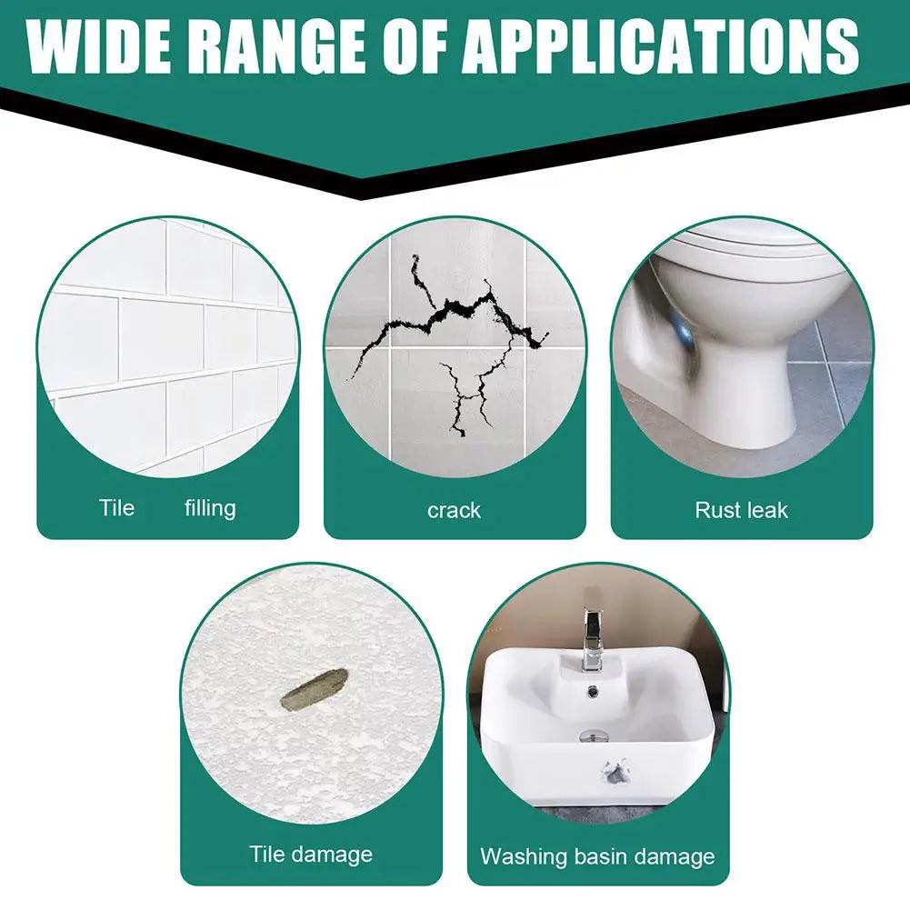 Tile And Ceramic Glaze Repair Paste Fix Tub Chips and Sink Cracks with Super Adhesion for Porcelain Ceramic Enamel
