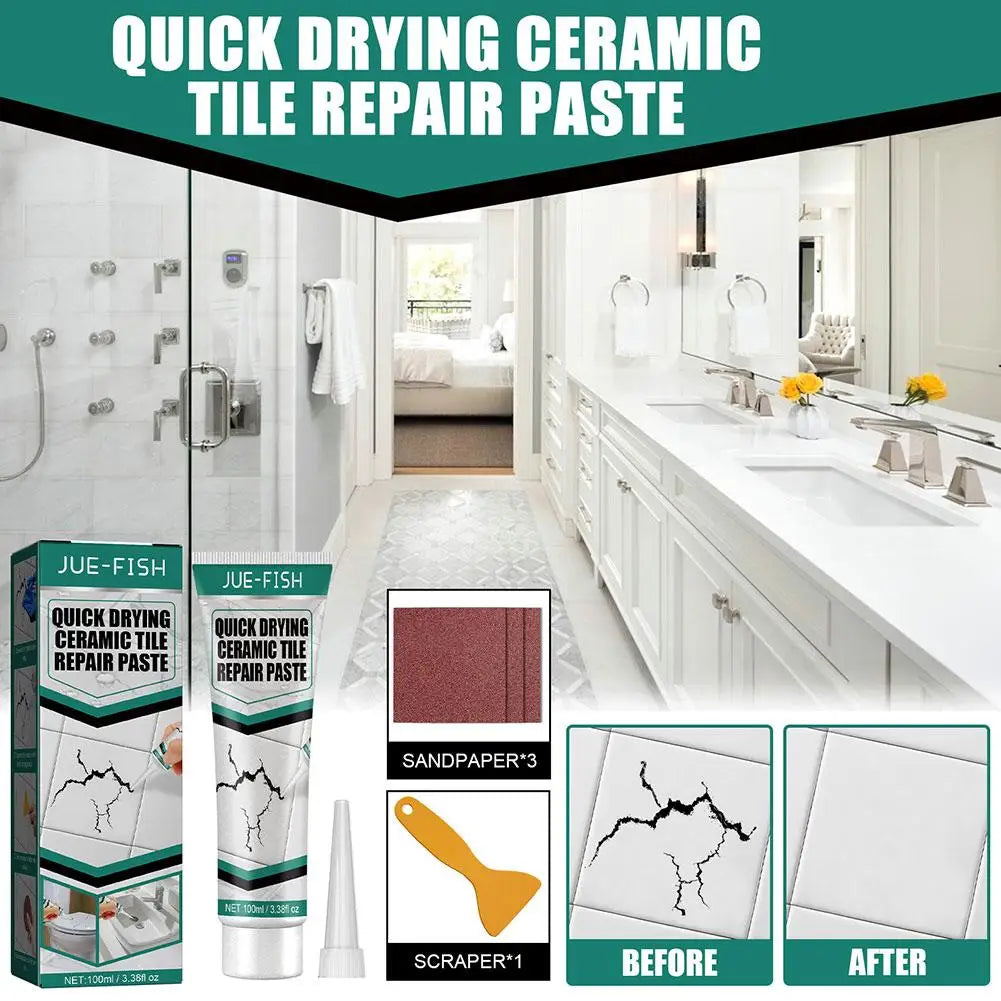 Tile And Ceramic Glaze Repair Paste Fix Tub Chips and Sink Cracks with Super Adhesion for Porcelain Ceramic Enamel