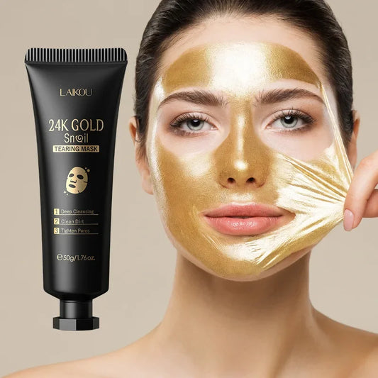 Laikou Peel Off 24K Gold Snail Collagen Mask Reduce Blackheads Deep Cleaning Oil-Control Shrink Pores Hydrating Smooth Face Care
