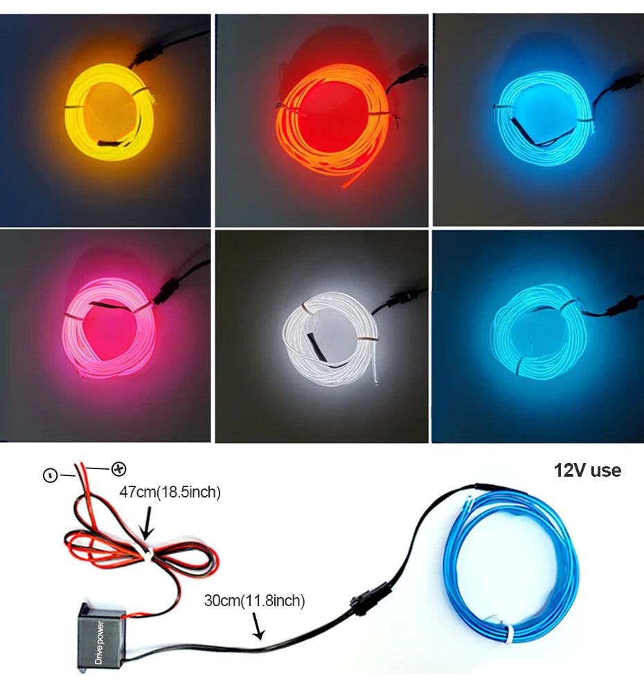 BLALION 12V Motorcycle LED Ambient Decorative Strip Light Car DRL Styling Flexible Atmosphere Lights APP Control Waterproof Lamp