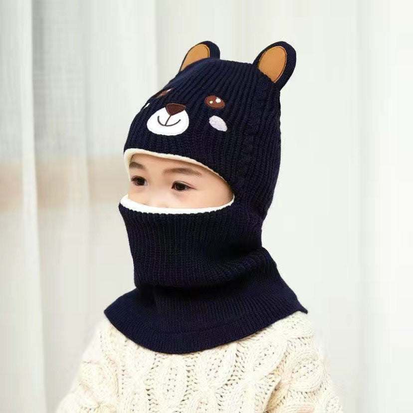 New Cartoon Bear Winter Baby Hat for Boys Plus Velvet Kids Hooded Cap Baby Girls Hat Children Beanie Cap Warm Toddler Bonnets