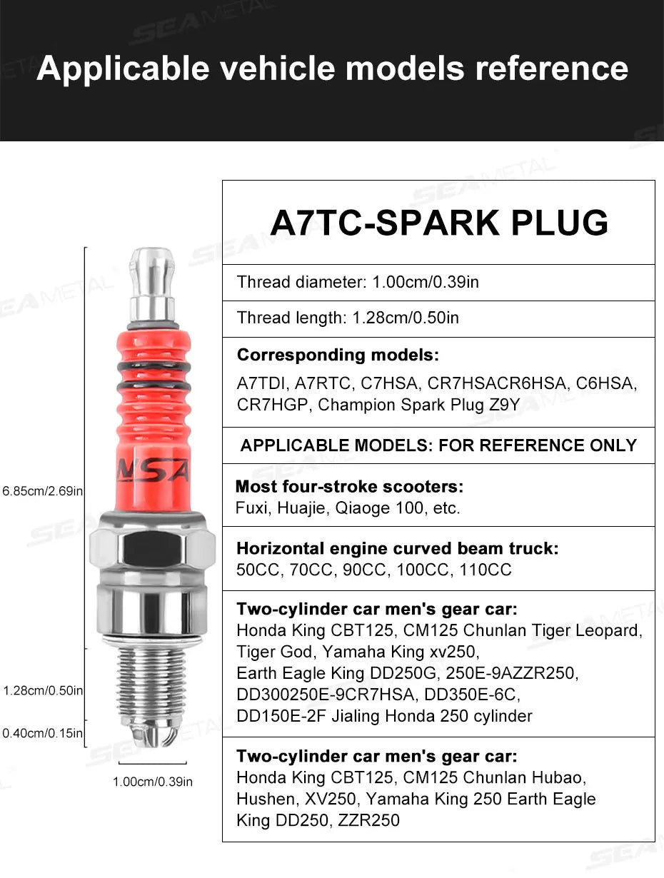 BLALION Racing Spark Plug 3 Triple Electrode A7TC D8TC For GY6 CG 50 70 110 125 150CC Motorcycle Atv Scooter Dirt Bike Go Kart