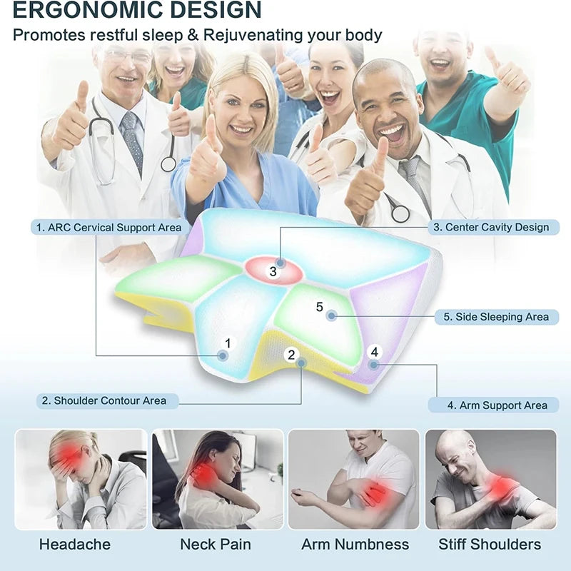 Ergonomic Memory Foam pillow 2 in 1 Help Sleep And Protect The Neck Cervical Orthopedic Travel Neck Pillow For Sleeping For Home
