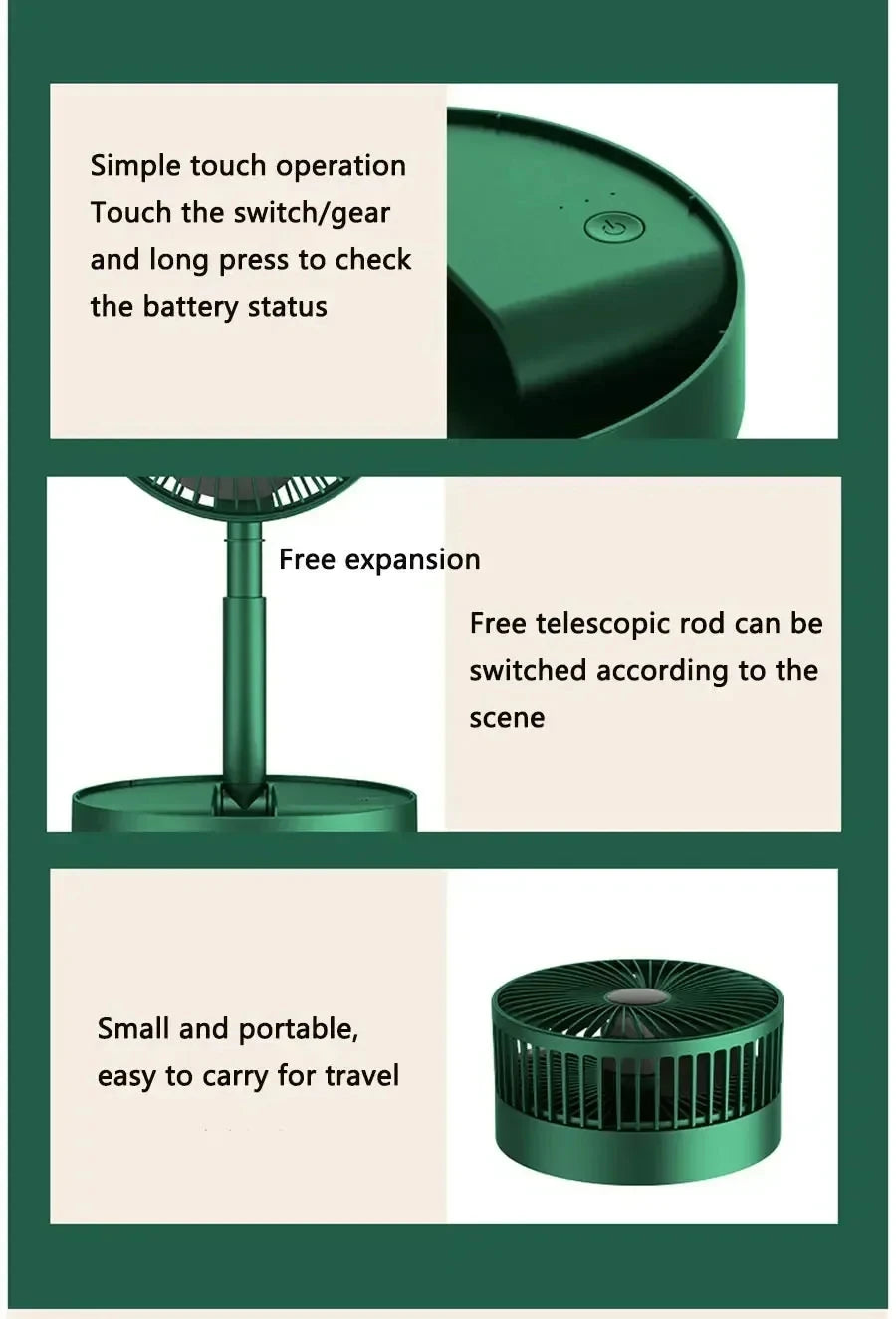 Mini Fan Desktop Foldable Retractable Portable Mini Fan rechargeable USB Home Low Noise High Duration Standby Mini Ceiling Fan