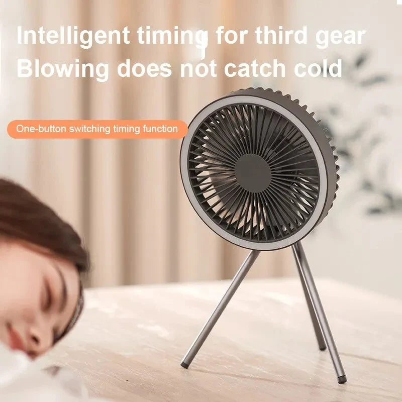 10000mAh/4000mAh Camping Fan Rechargeable Desktop Portable Circulator Wireless Ceiling Electric Fan with Power Bank LED Lighting