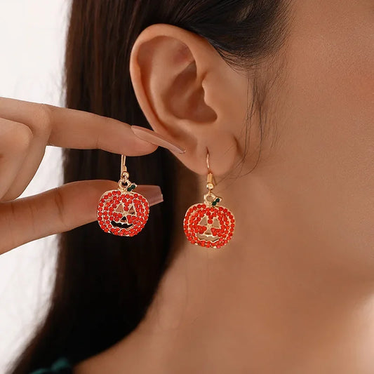 1 Pair Halloween Earrings Pumpkin Skull Metal Earrings Female Jewelry Ghost Festival Female Ear Jewelry Earring New
