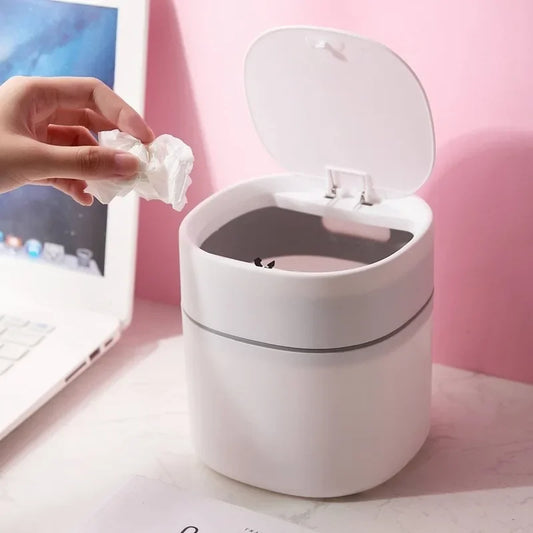 Desktop Trash Can Mini Push Type Pop Lid Sanitary Bucket Peel Melon Seed Shell Garbage Trash Can Car Trash Can