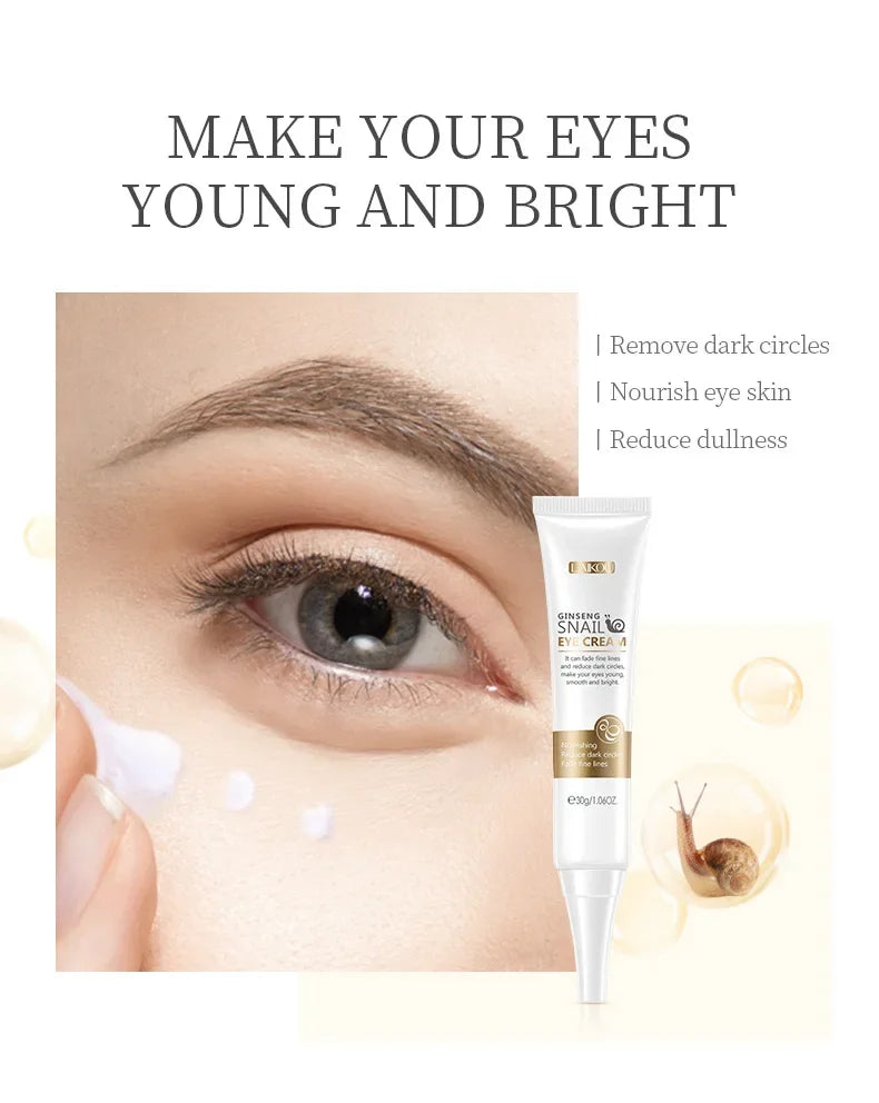 LAIKOU Snail Eye Cream Lightening Dark Circles Firming Skin Instant Eye Repair Serum Stick for Women Eyes Care