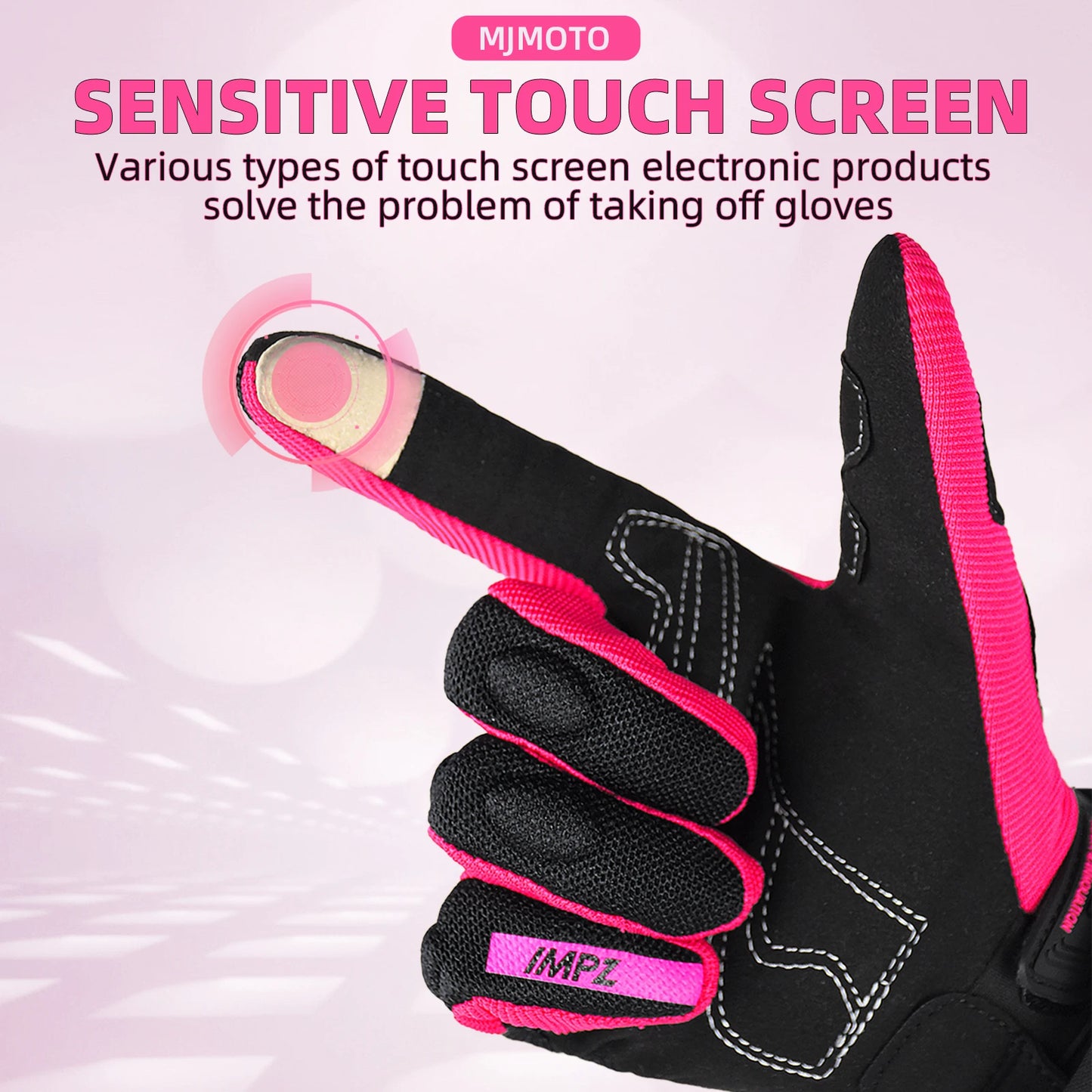 MJMOTO Women Pink Motorcycle Gloves Summer Lady Breathable Motocross Motorbike Gloves Moto Bicycle Cycling Gloves For Female
