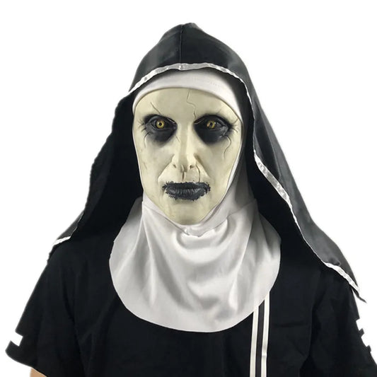 The Horror Scary Nun Latex Mask w/Headscarf Valak Cosplay for Halloween Costume