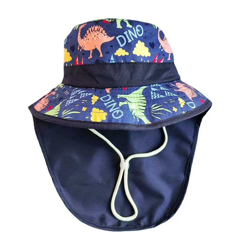 New Summer Baby Bucket Hat for Boys Girls Cartoon Children's Fisherman Hat Autumn Panama Kids Wide Brim Beach Shawl Sun Hat