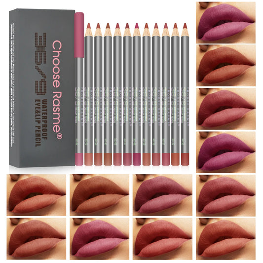 Fog matte lipliner 12 piece suit waterproof and sweat proof cup lip gloss lipstick pen gift