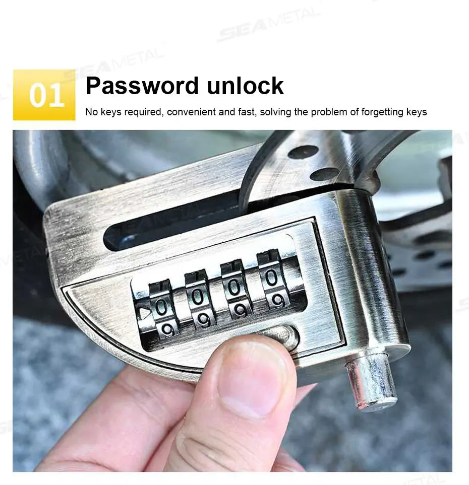 BLALION Motorcycle Scooter Wheel Password Disc Brake Lock Anti-pry Disc Lock Protect Rust-proof Electric Bike Anti-theft Lock