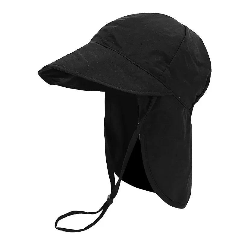 New Summer Toddler Sun Hat with Shawl Soft Brim Quick Dry Outdoor Activities Cap for 1-3Y Boys and Girls Beach UV Protection Hat