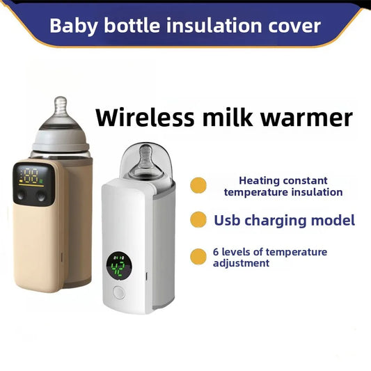 Wireless heating bottle thermos sleeve for winter hot milk and night milk artifact portable USB bottle warmer