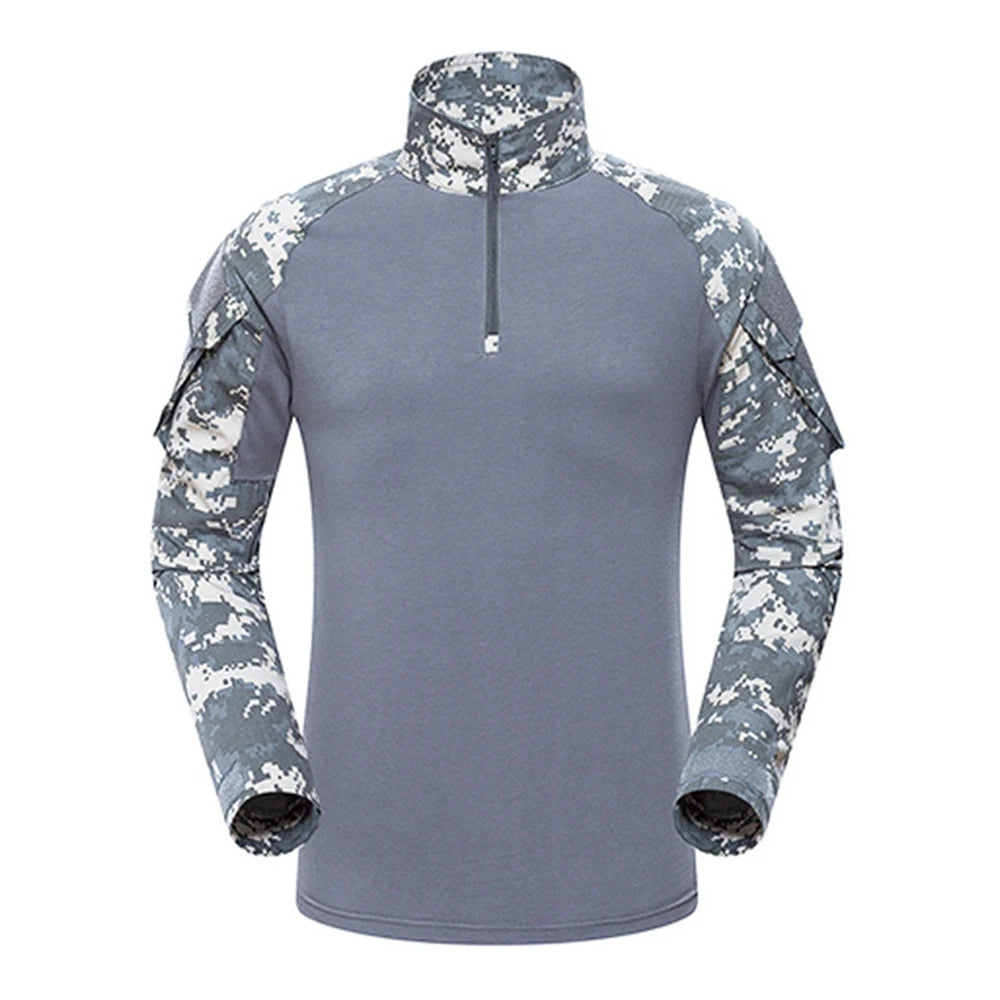 Outdoor Tactical Hiking T-Shirts Men Combat Camouflage Long Sleeve Hunting Training Climbing Shirt Cotton Sport Clothes