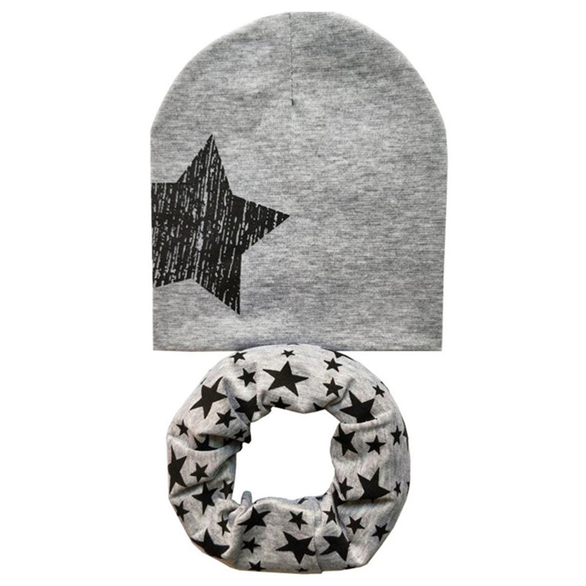 Spring Autumn 2PCS Baby Beanie Hat Scarf Stars Print Warm Toddler Hat Scarf for Girls and Boys Infant Hats Set Kids Skull Caps