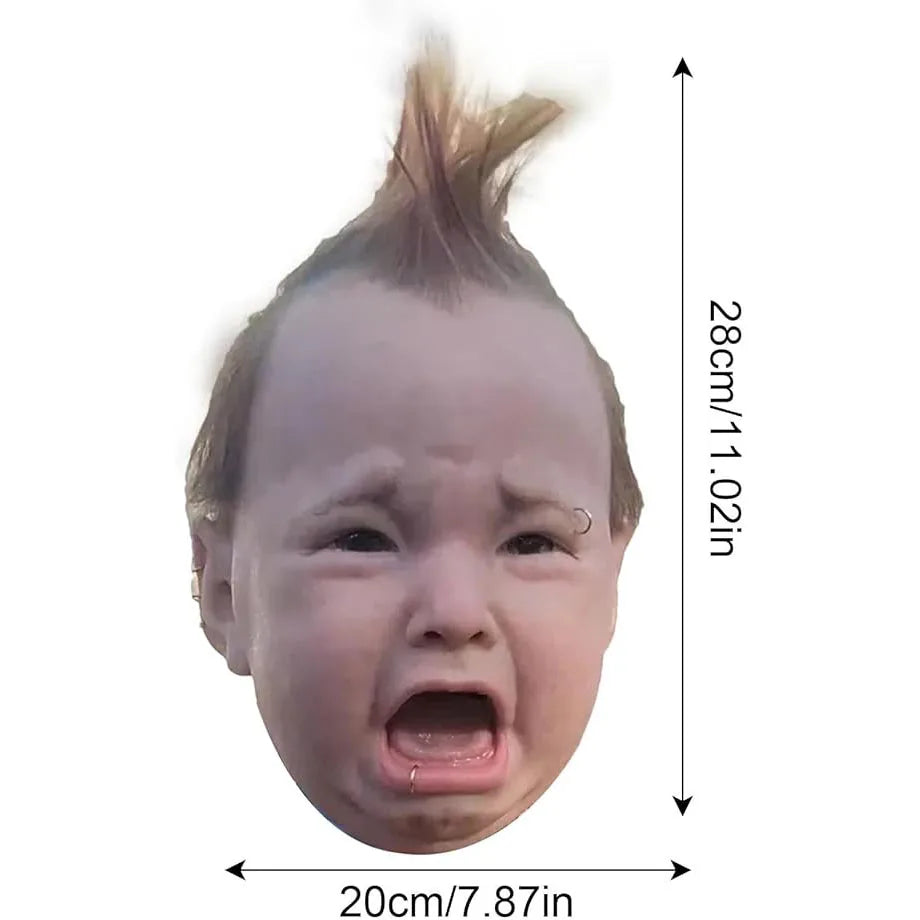Crying Punk Baby Masque Creepy And Hilarious Latex Head Masque, Latex Head Cover For Halloween Cosplay Costume