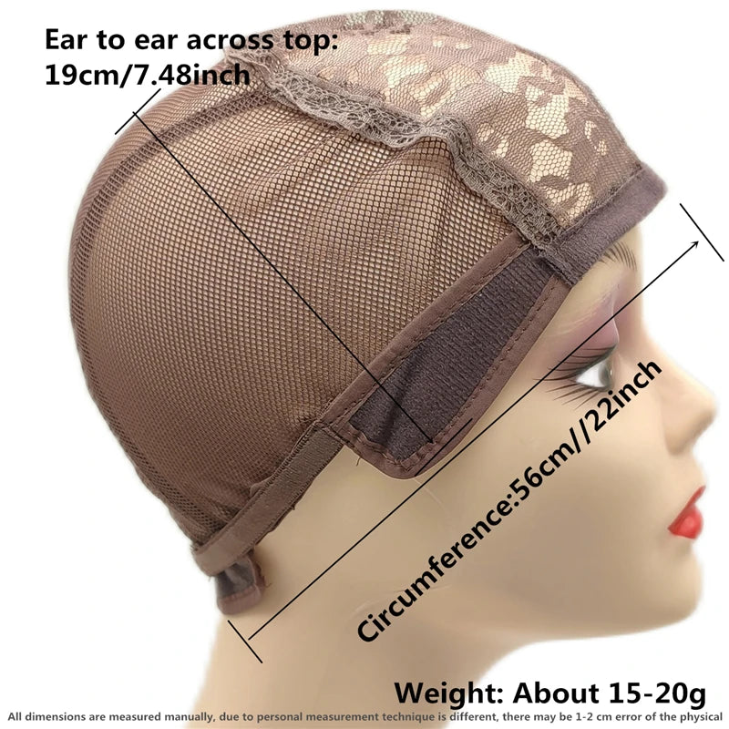 1/4PCS Wig Cap for Making Wigs With Adjustable Strap And Hair Weaving Stretch Adjustable Glueless Wig Cap Brown Dome Cap For Wig