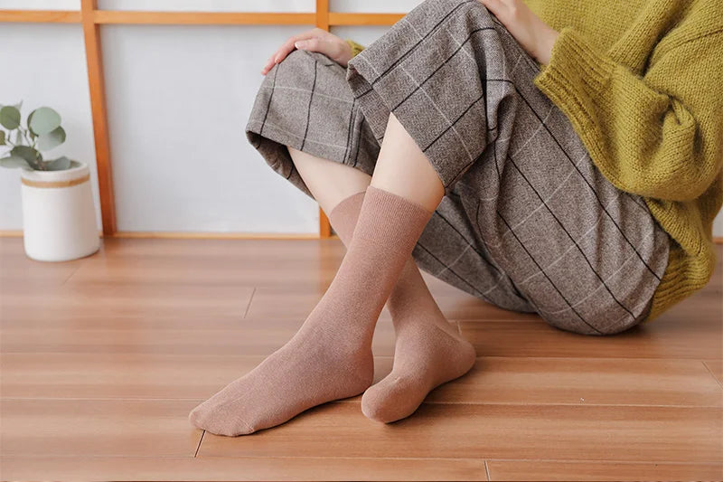 Socks women's Cotton Business Casual Soft Comfortable Solid Color Elastic Long Sock