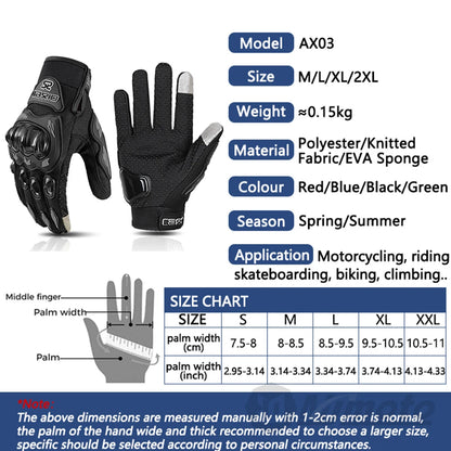 New Off-road Motorcycle Gloves Wearable Breathable Motocross Racing Gloves Touch Screen Biker Cycling Summer Guantes Moto Luvas