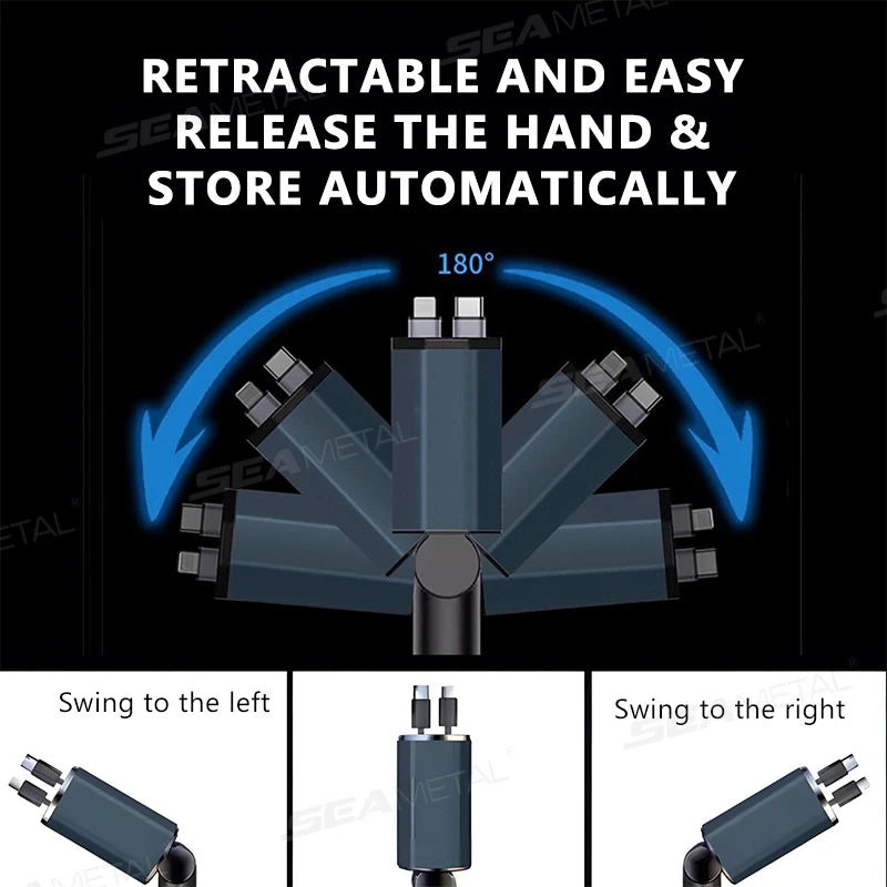 BLALION 4in1 120W Car Fast Charger Retractable USB Type C Cable For IPhone Xiaomi Huawei Samsung Car Cigarette Lighter Adapter