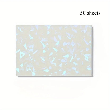 50/100 Sheets Holographic Broken Glass Cold Lamination Film Self-Adhesive Holographic Vinyl Sticker Waterproof Clear