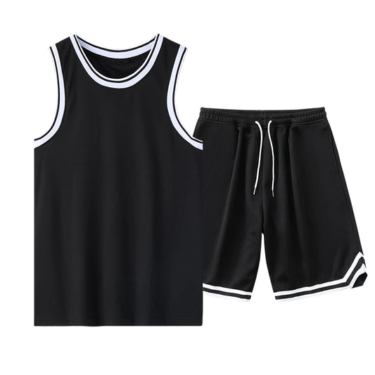 NASA GISS Summer Solid Ice Silk Tank Top Sports Set Basketball Suit Sleeveless T-shirt Shorts Large Men's Training Clothes