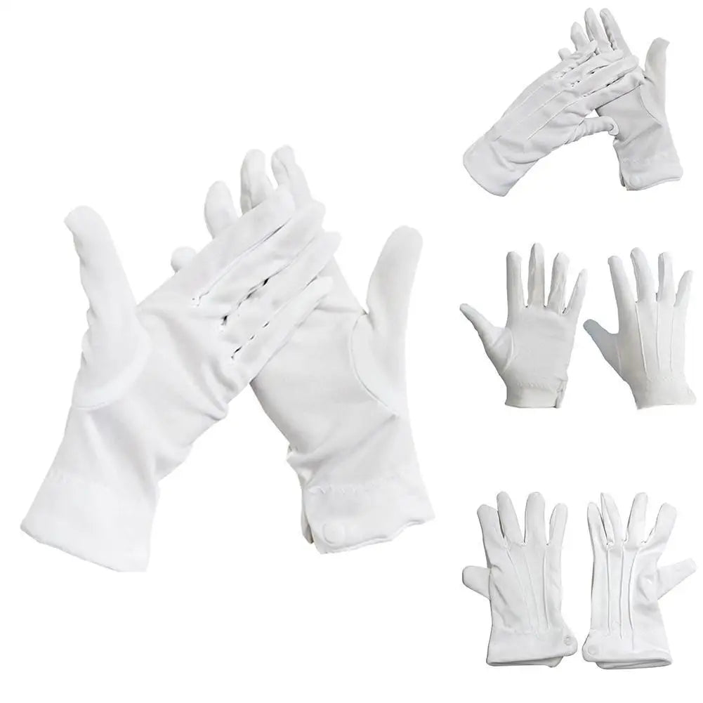 Fashion Design 1 Pair White Dress Gloves White Honor Guard Parade Santa Lady Men Check Hot Sale Solid Color Dress Gloves