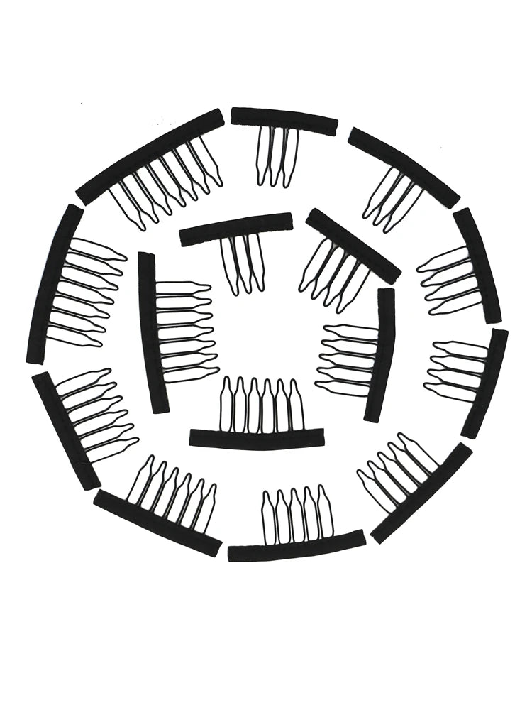 10Pcs Wig Combs To Secure Wig 4-7Teeth Wig Comb Wig Clips With Cloth For Making Wig Caps Steel Material Clips Combs