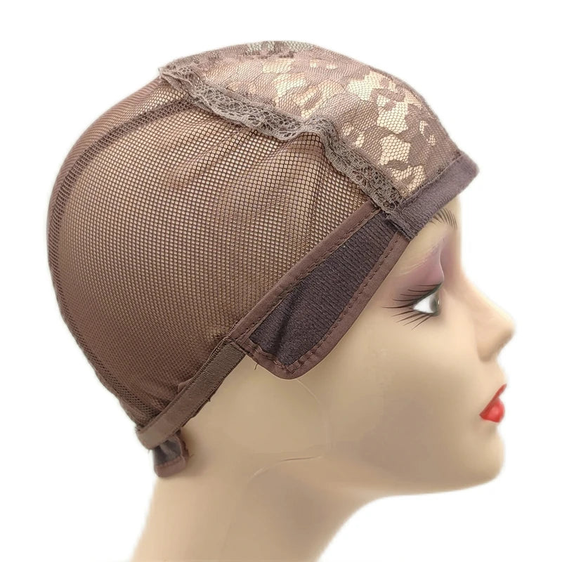 1/4PCS Wig Cap for Making Wigs With Adjustable Strap And Hair Weaving Stretch Adjustable Glueless Wig Cap Brown Dome Cap For Wig