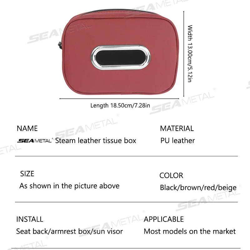BLALION Car Tissue Box Holder Nappa Leather Car Center Console Armrest Napkin Box Sun Visor Backseat Tissue Case with Fix Strap