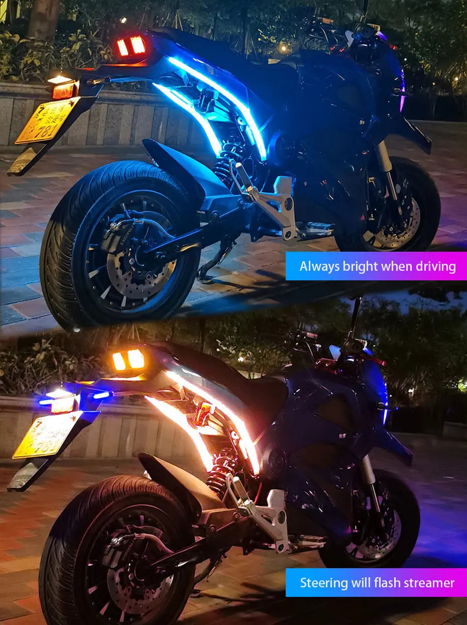 BLALION Motorcycle Turn Signal Lights LED Daytime Running Lights Tail Light DRL Waterproof Decoration Strip Brake Flowing Light