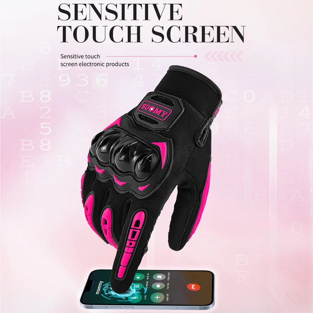 Suomy Lady Pink Motorcycle Gloves Summer Women Breathable Motocross Racing Gloves Motorbike Bicycle Cycling Moto Gloves Female