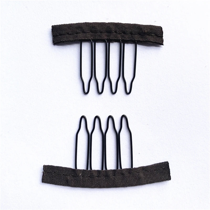 10Pcs Wig Combs To Secure Wig 4-7Teeth Wig Comb Wig Clips With Cloth For Making Wig Caps Steel Material Clips Combs