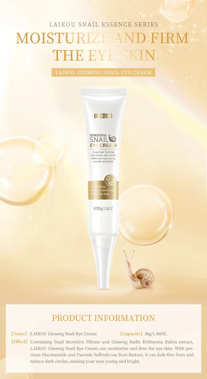 LAIKOU Snail Eye Cream Lightening Dark Circles Firming Skin Instant Eye Repair Serum Stick for Women Eyes Care