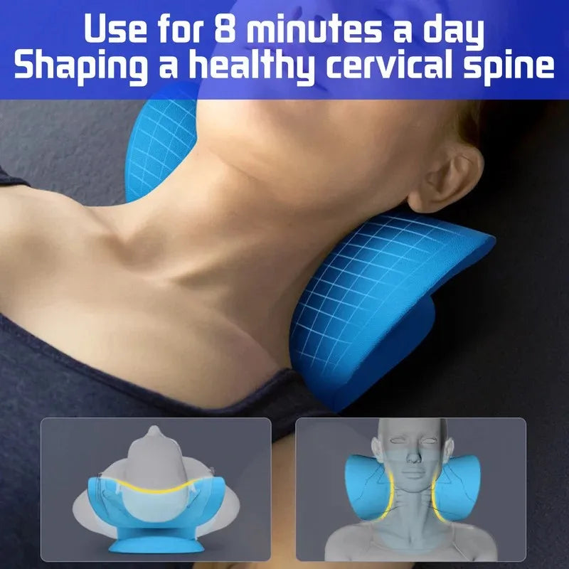 Neck Massage Pillow Neck Shoulder Cervical Chiropractic Traction Device Massage Pillow for Pain Relief  Spine Correction