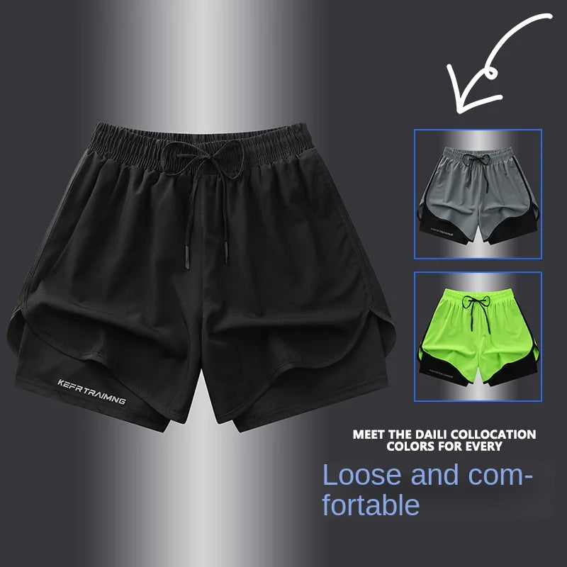 【 S-5XL 】 NASA GISS Sports Three Piece Pants Summer Popular Anti glare Double layered Sports Shorts for Men and Women Couples Ru