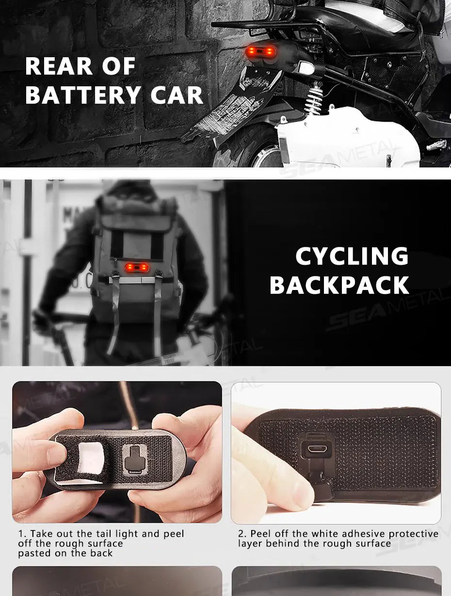 BLALION Motorcycle Helmet Light Bike Taillight Waterproof USB Rechargeable Bicycle Helmet Taillight Safety Signal Warning Lamp