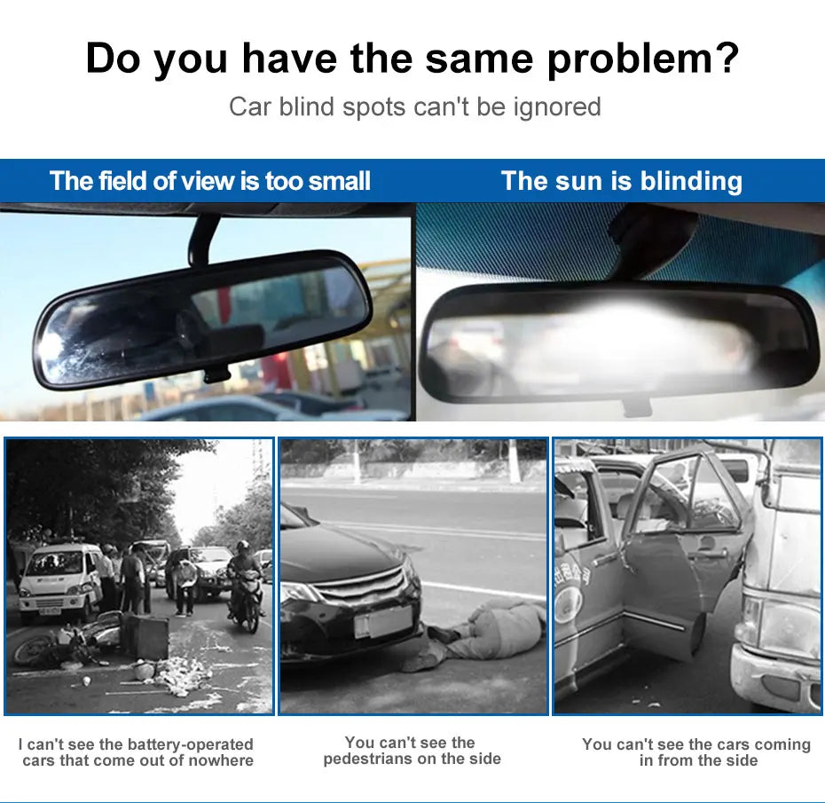 BLALION Car Baby Mirror Rear View Mirror Wide Angle Panoramic Assisting Large Vision Interior Monitor Universal Car Accessories