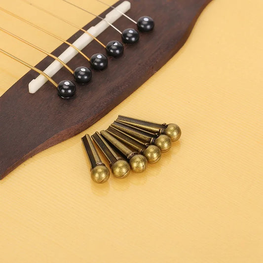 1 Set Acoustic Guitar Bridge Pin Guitar Strings Nail Solid Copper Brass with Guitar Bridge Pin Puller