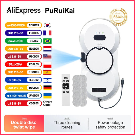 PuRuiKai robot electric automatic window cleaning Robotic vacuum cleaner, with  remote control, automatic spray