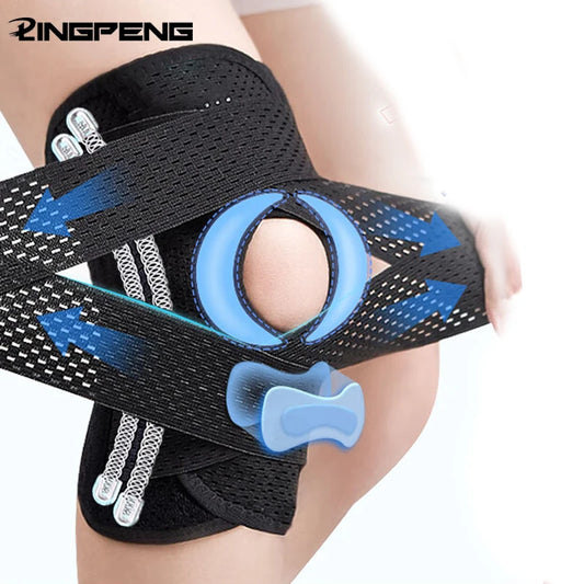 1pc Pressure Supporting Knee Climbing Spring Supports Sports Knee Guard Suitable For Basketball Knee Brace Strap Knee Pads