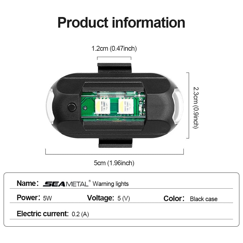 BLALION Motorcycle Light Drone Strobe Light USB LED Anti-Collision Bike Aircraft Night Flying Mini Flashing Warning Signal Light