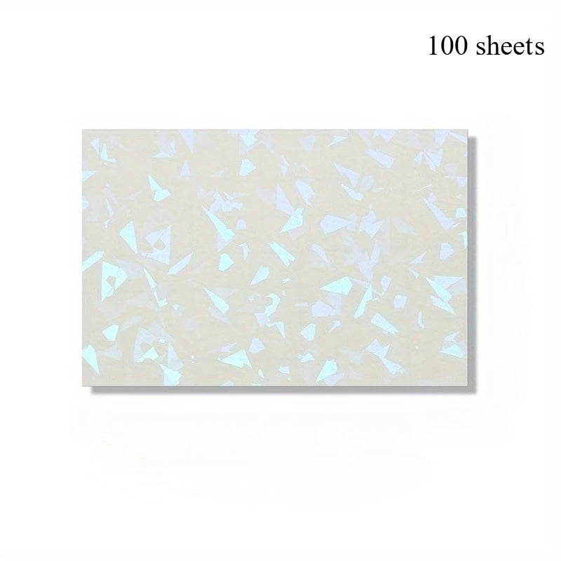 50/100 Sheets Holographic Broken Glass Cold Lamination Film Self-Adhesive Holographic Vinyl Sticker Waterproof Clear