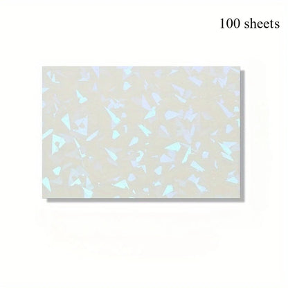 50/100 Sheets Holographic Broken Glass Cold Lamination Film Self-Adhesive Holographic Vinyl Sticker Waterproof Clear