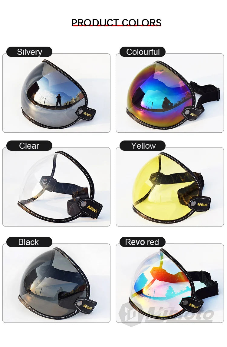 Universal Sun Visors For Motorcycle Helmet Open Face 3/4 Helmet Bubble Visor Anti-UV Motorbike Glasses Windproof Motocross Lens