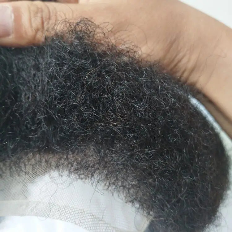 NLW 4mm Afro Curl Men Toupee 10*8 Hair replacement system for Men Full Lace Hair pieces Hair prosthesis  Hair units base