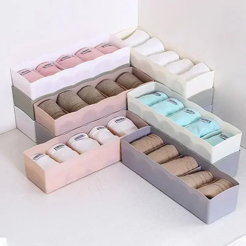 Closet Organize Sorting Boxs Household Storage Basket 5 Grids Underwear Socks Storage Box Plastic Drawer Divider Desk Accessory